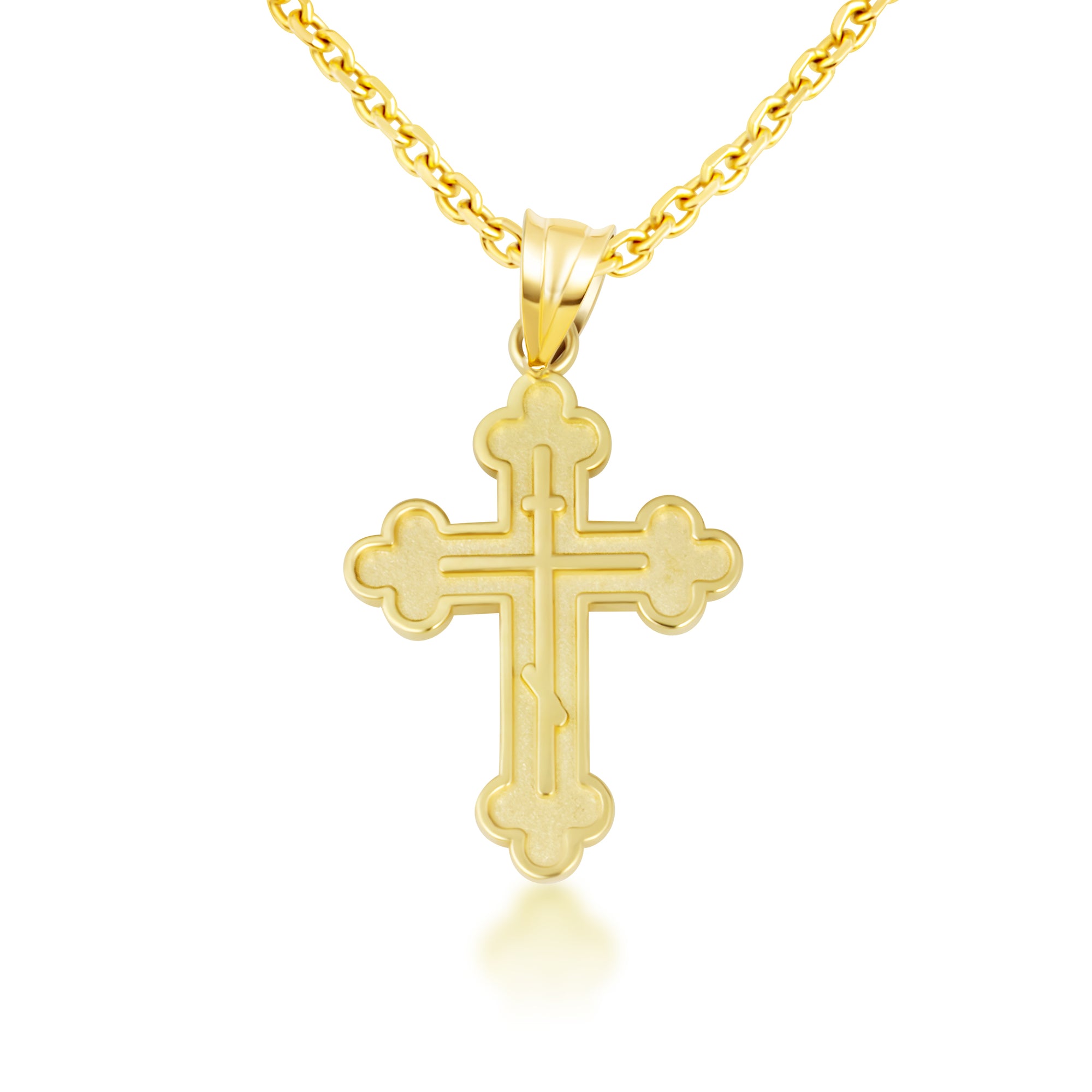 10K/14K Gold Russian Orthodox Cross Necklace, view 7