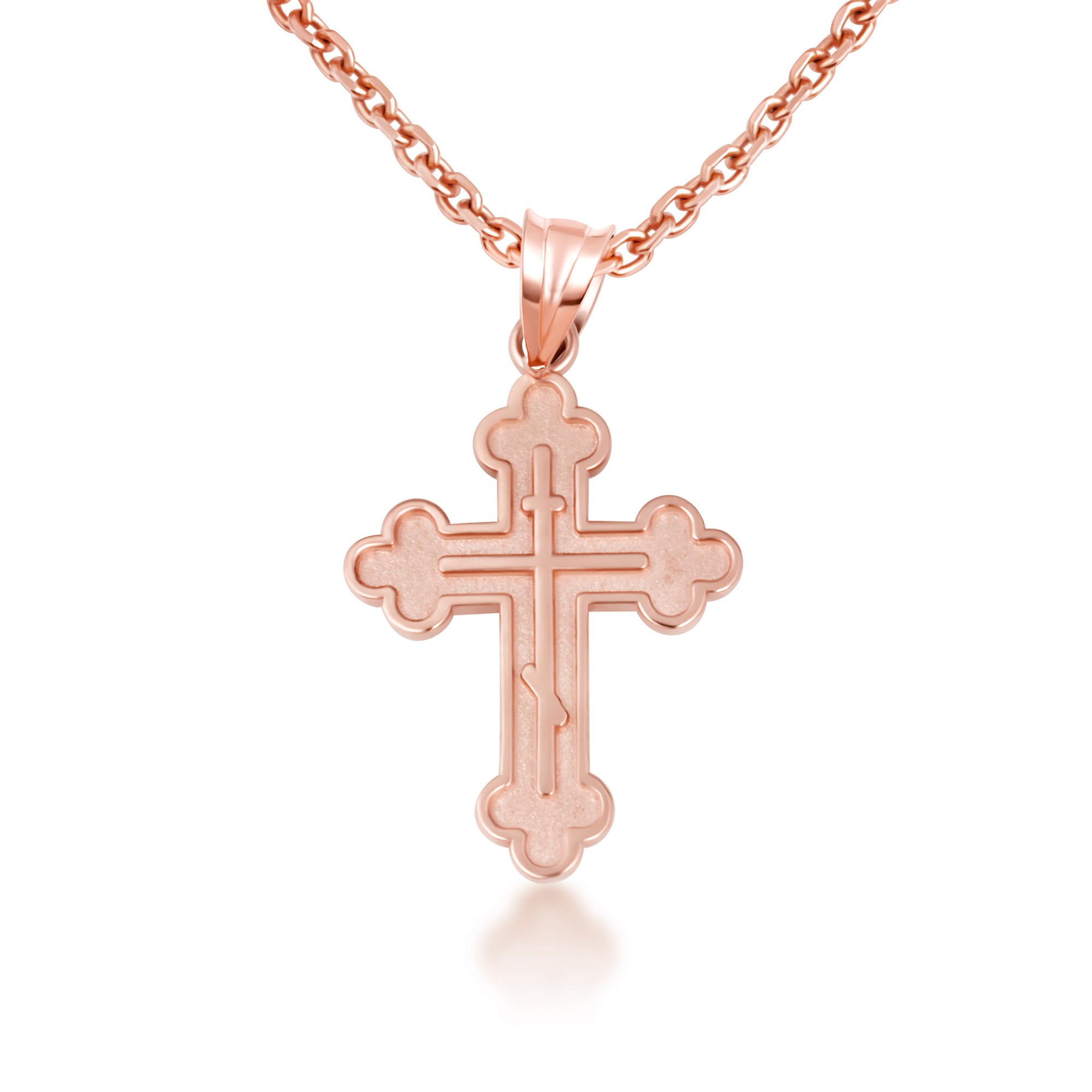 10K/14K Gold Russian Orthodox Cross Necklace, view 10