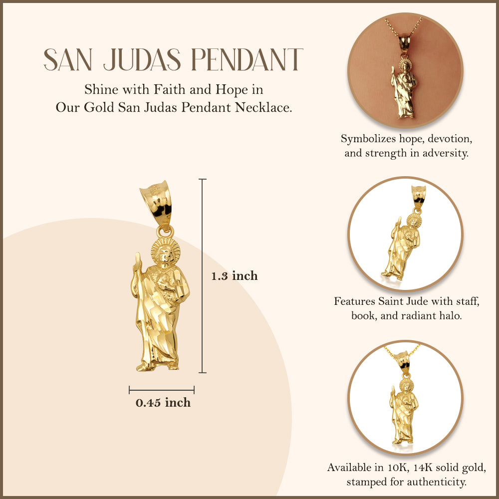 10K/14K Gold San Judas Pendant Necklace (1.3"), view 3