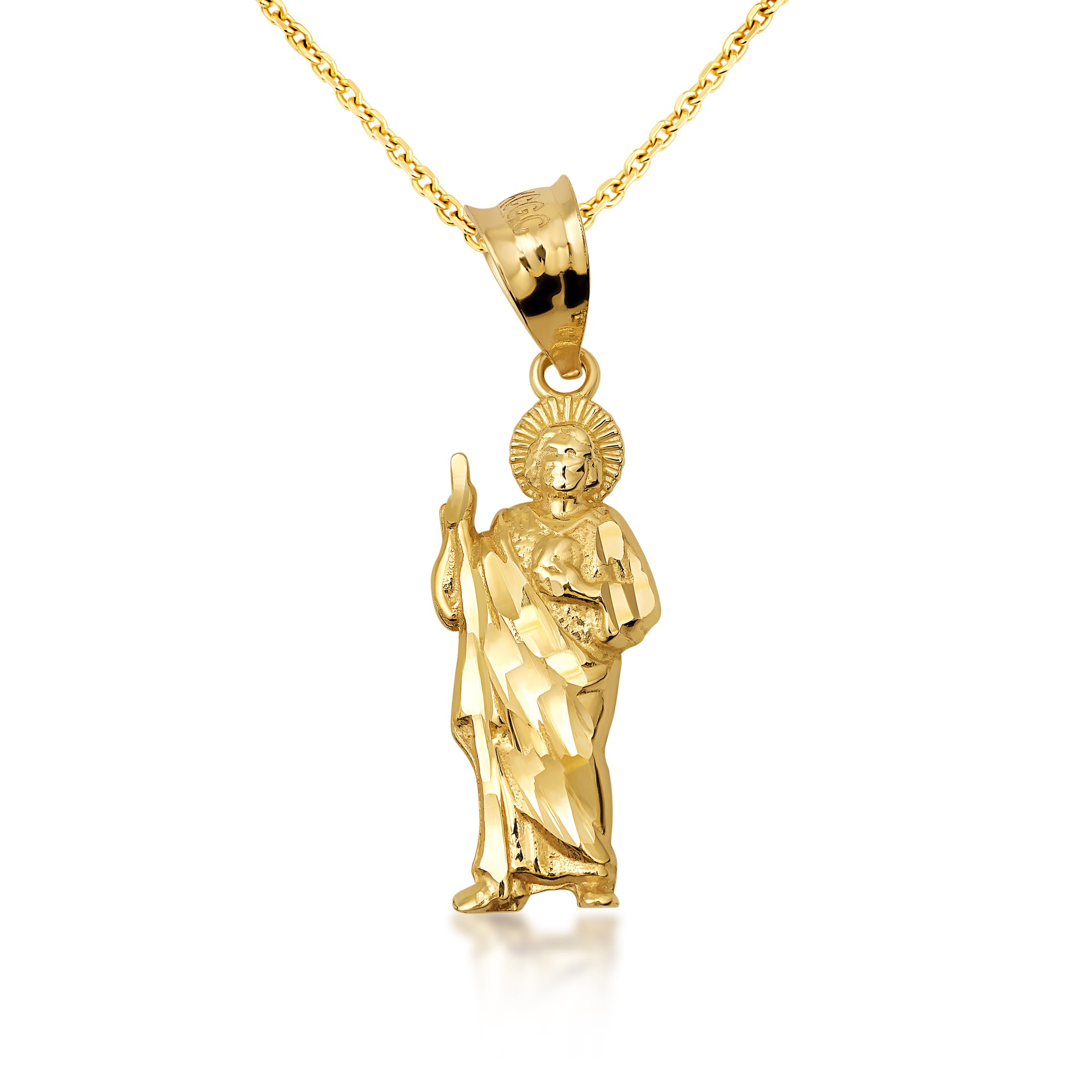 10K/14K Gold San Judas Pendant Necklace (1.3"), view 5