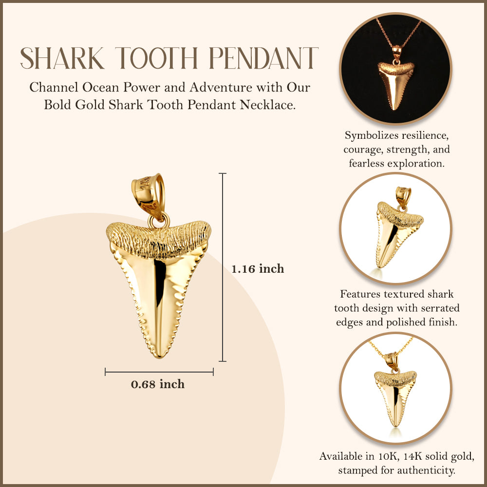10K/14K Gold Shark Tooth Necklace, view 3
