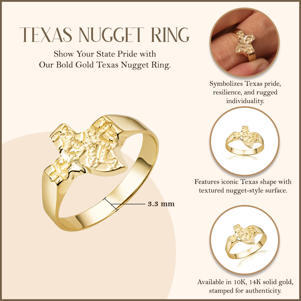 10K/14K Gold Texas Nugget Ring, view 4