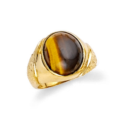10K/14K Gold Tiger's Eye Ring for Men