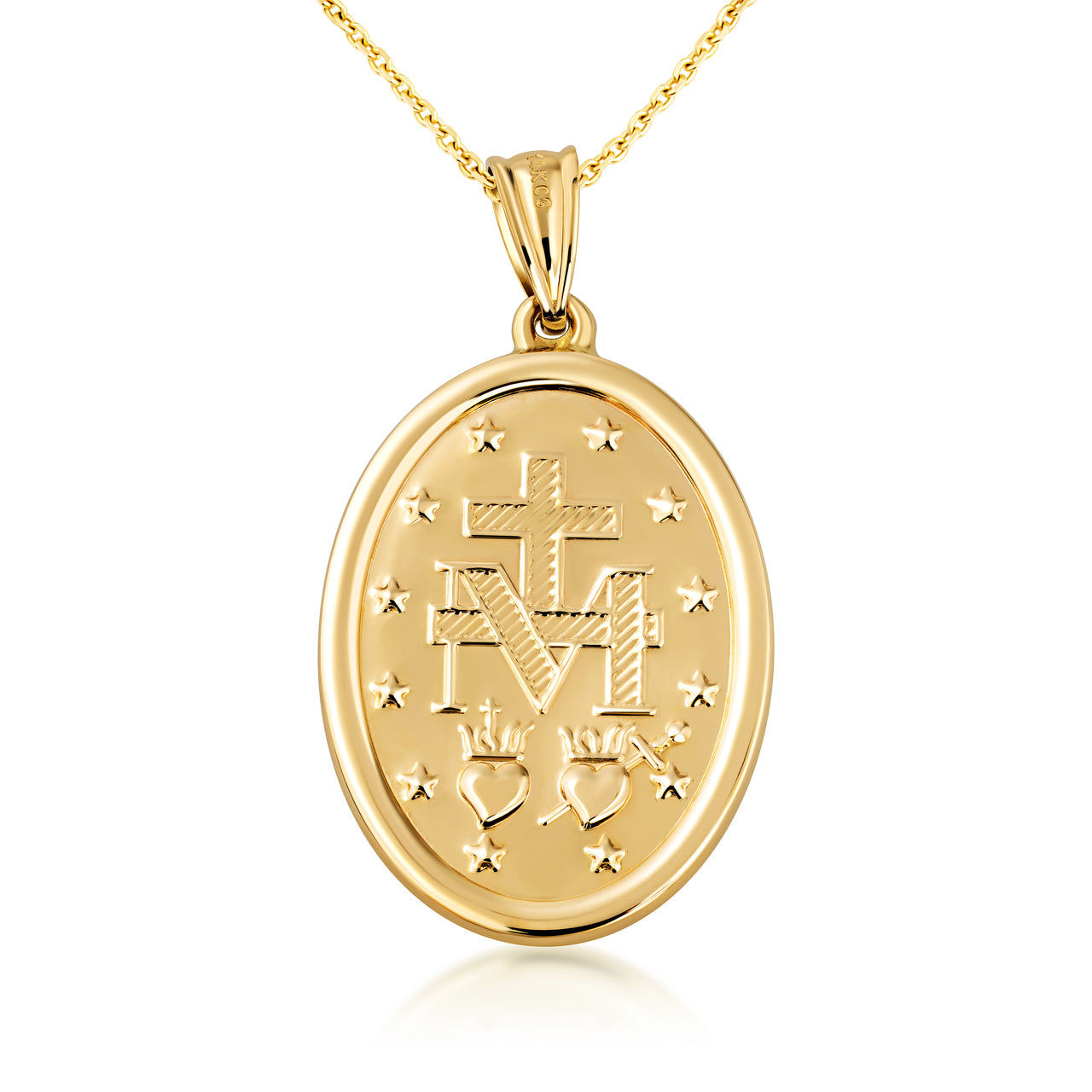 10K/14K Gold Virgin Mary Miraculous Medal Necklace, view 6