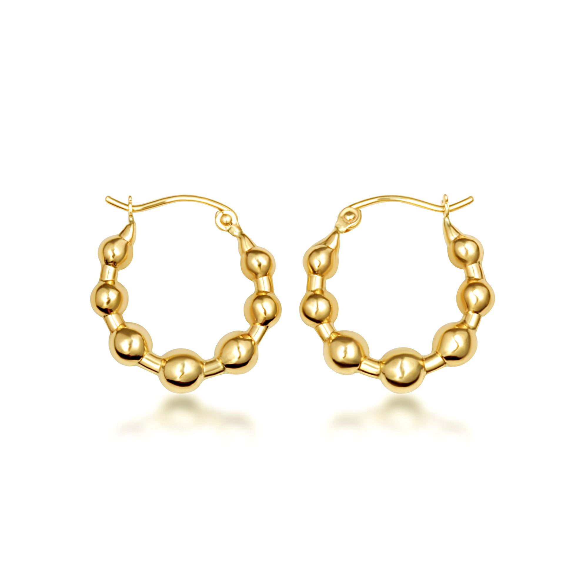 10K/14K Yellow Gold Beaded Huggie Hoop Earrings