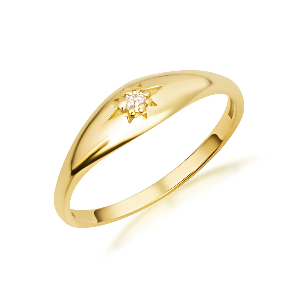 10K/14K Yellow Gold Diamond Star Ring