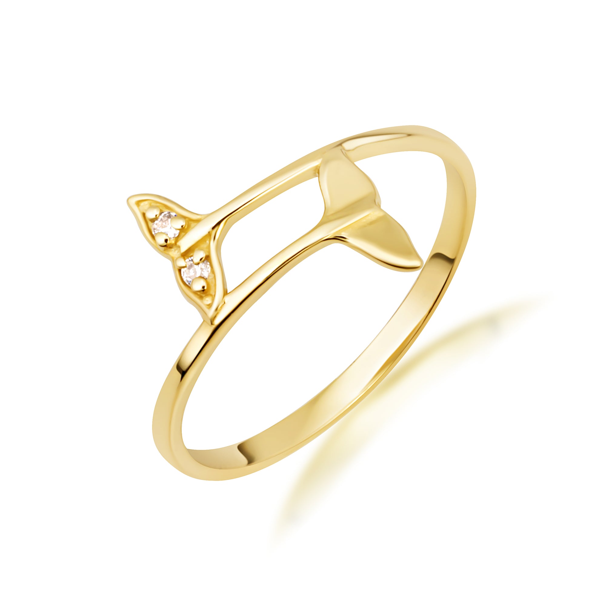 10K/14K Yellow Gold Diamond Whale Tail Wrap Ring