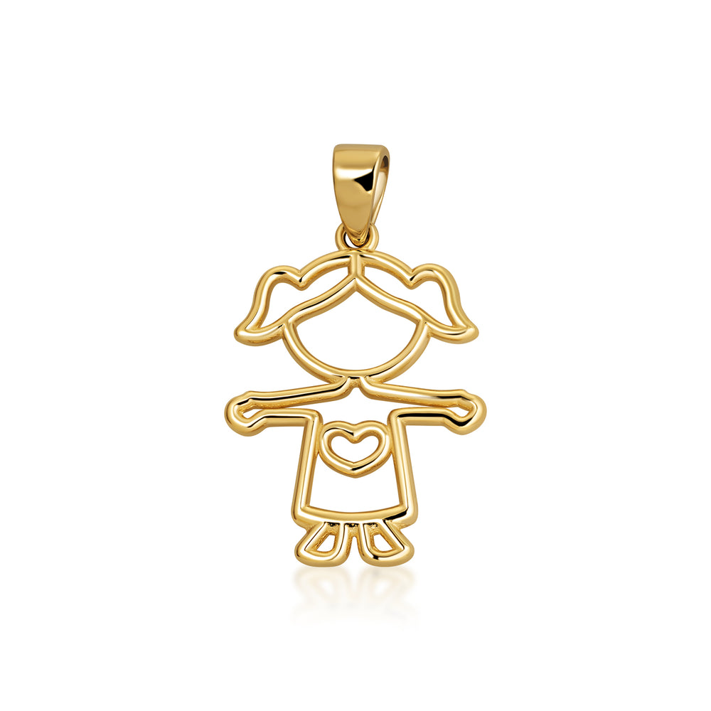 10K/14K Yellow Gold Girl Love Cut-Out Kids Pendant Necklace