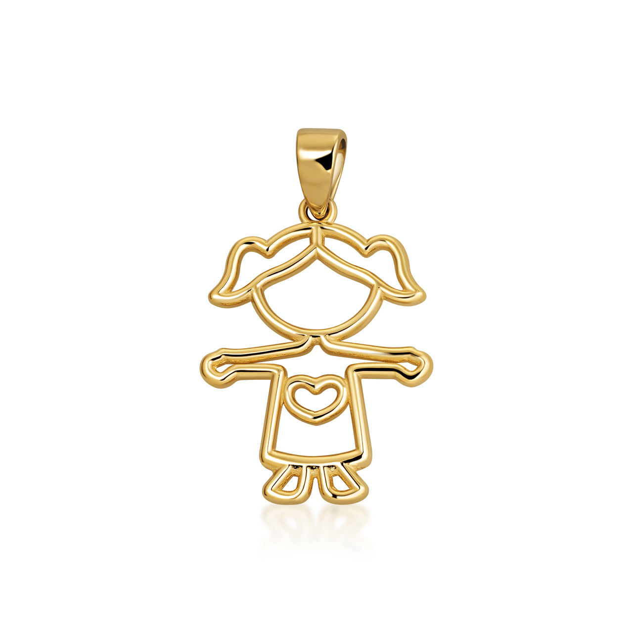 10K/14K Yellow Gold Girl Love Cut-Out Kids Pendant Necklace