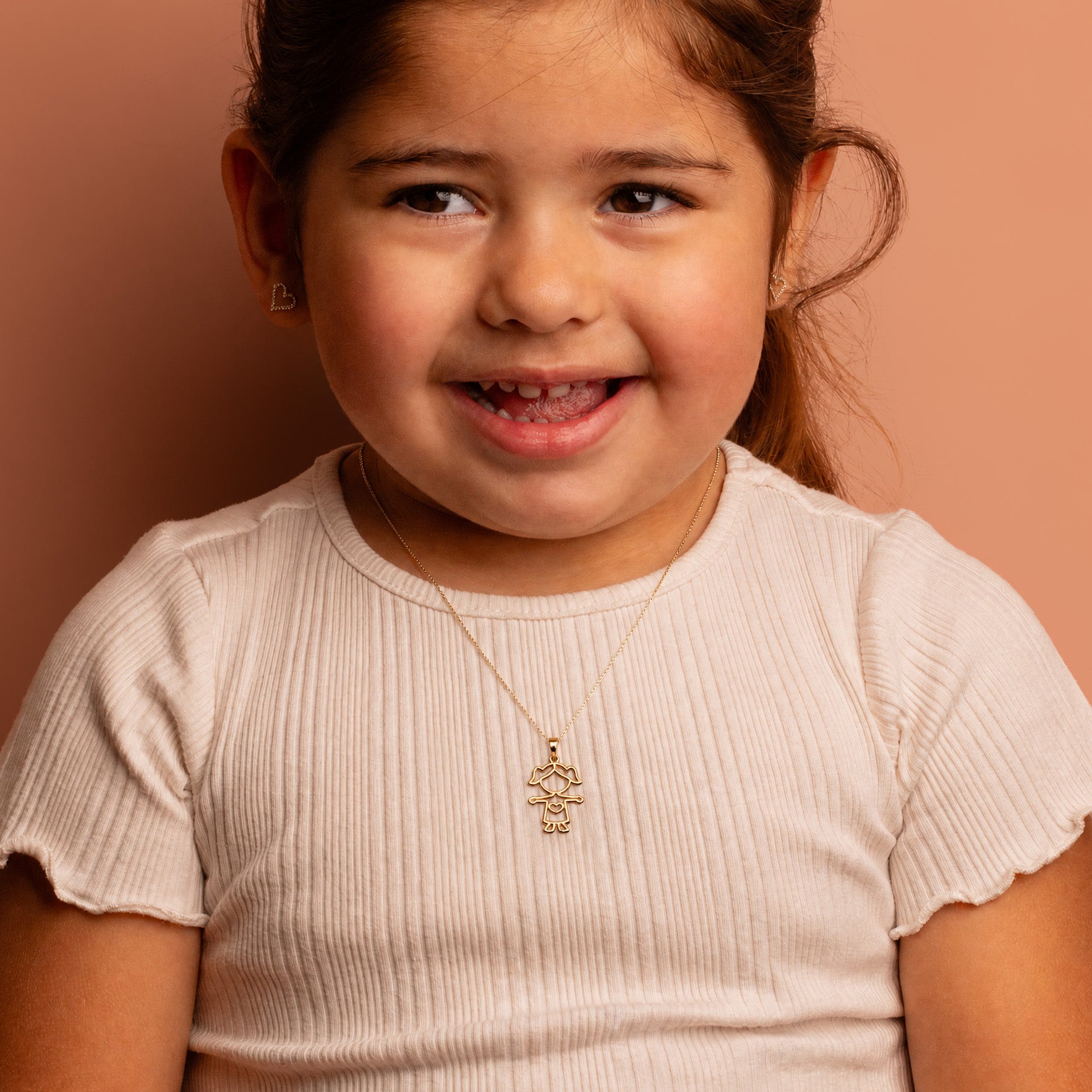 10K/14K Yellow Gold Girl Love Cut-Out Kids Pendant Necklace, view 2