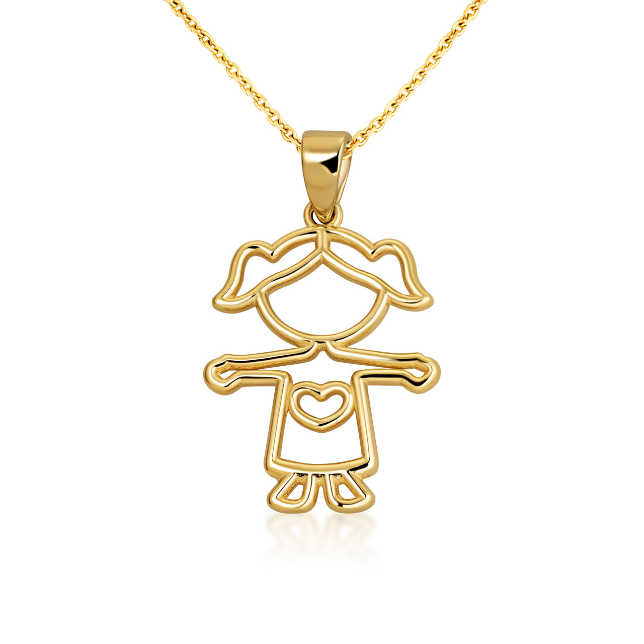 10K/14K Yellow Gold Girl Love Cut-Out Kids Pendant Necklace, view 4
