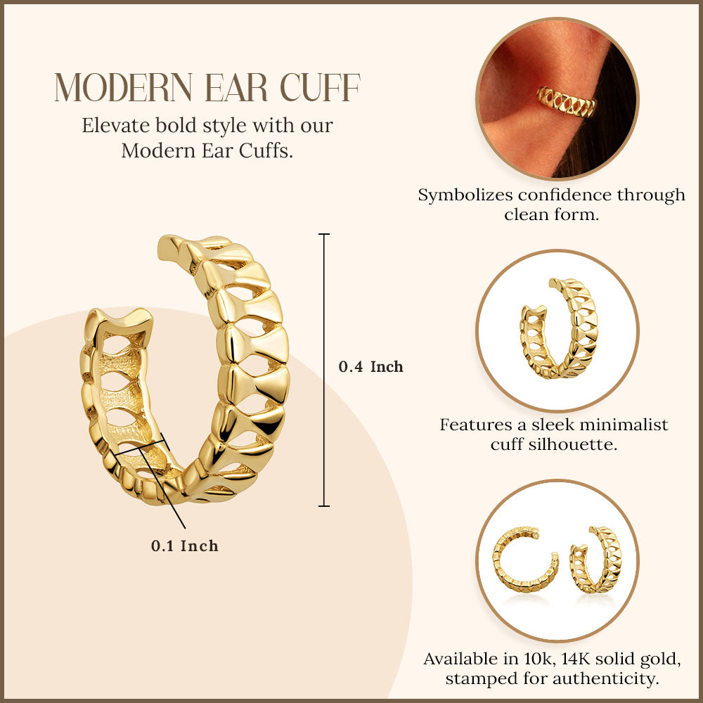 10K/14K Yellow Gold Modern Ear Cuffs, view 3