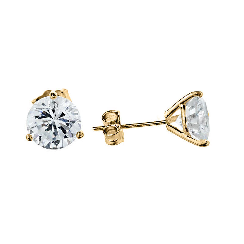 10K Gold CZ Martini Stud Earrings