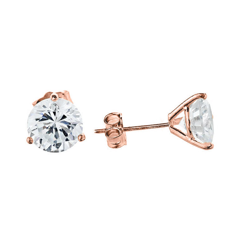 10K Gold CZ Martini Stud Earrings, view 3