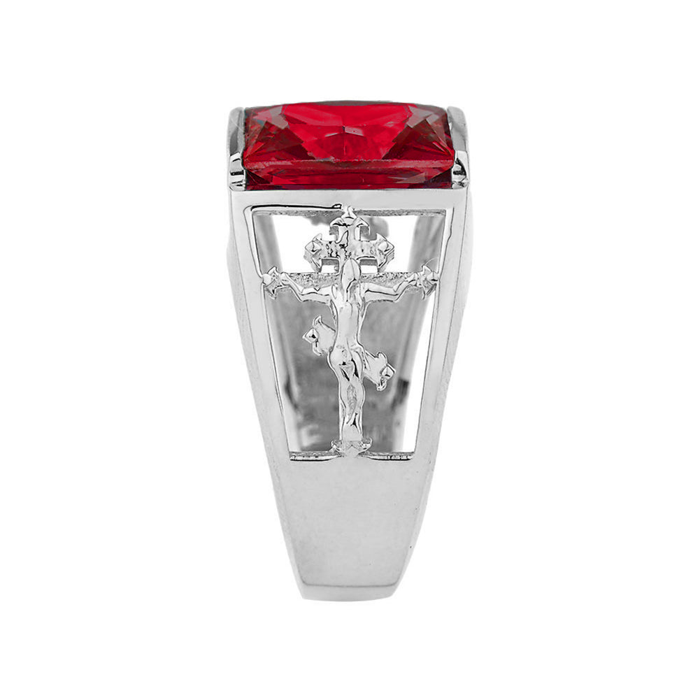 10K White Gold Custom Birthstone Cross Ring, view 2