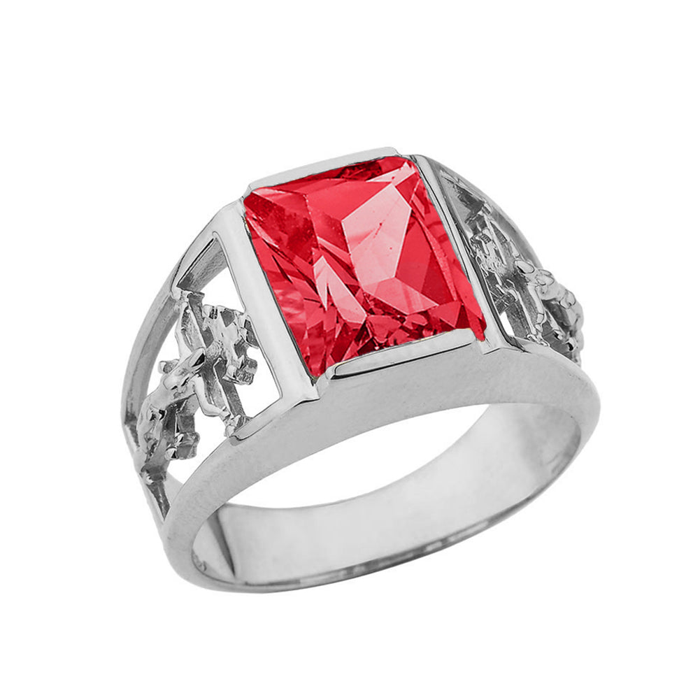 10K White Gold Custom Birthstone Cross Ring, view 8