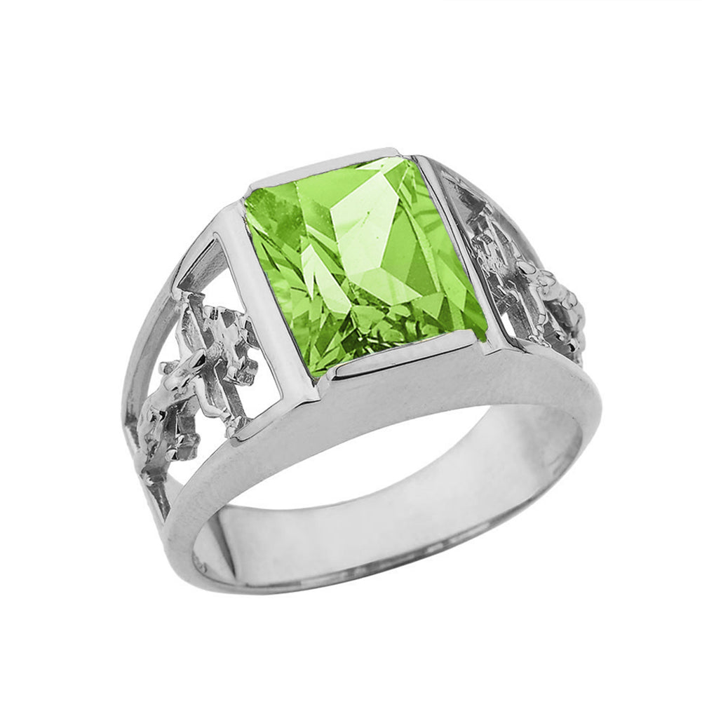 10K White Gold Custom Birthstone Cross Ring, view 9