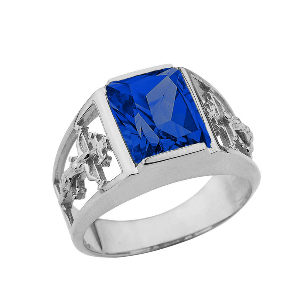 10K White Gold Custom Birthstone Cross Ring, view 10