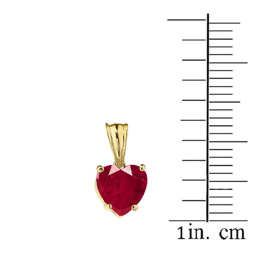 10K Yellow Gold Heart July Birthstone Ruby (LCR) Pendant Necklace, view 3