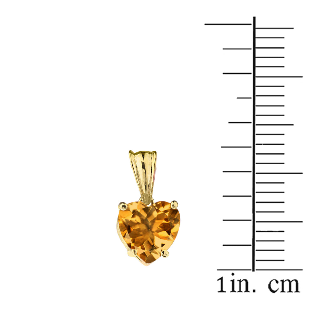10K Yellow Gold Heart November Birthstone Citrine (LCC) Pendant Necklace, view 3