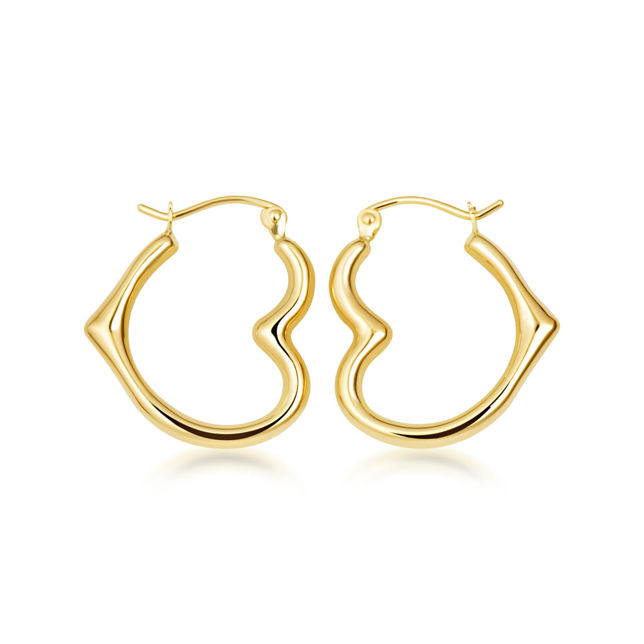 10K Yellow Gold Sideways Heart Hoop Earrings
