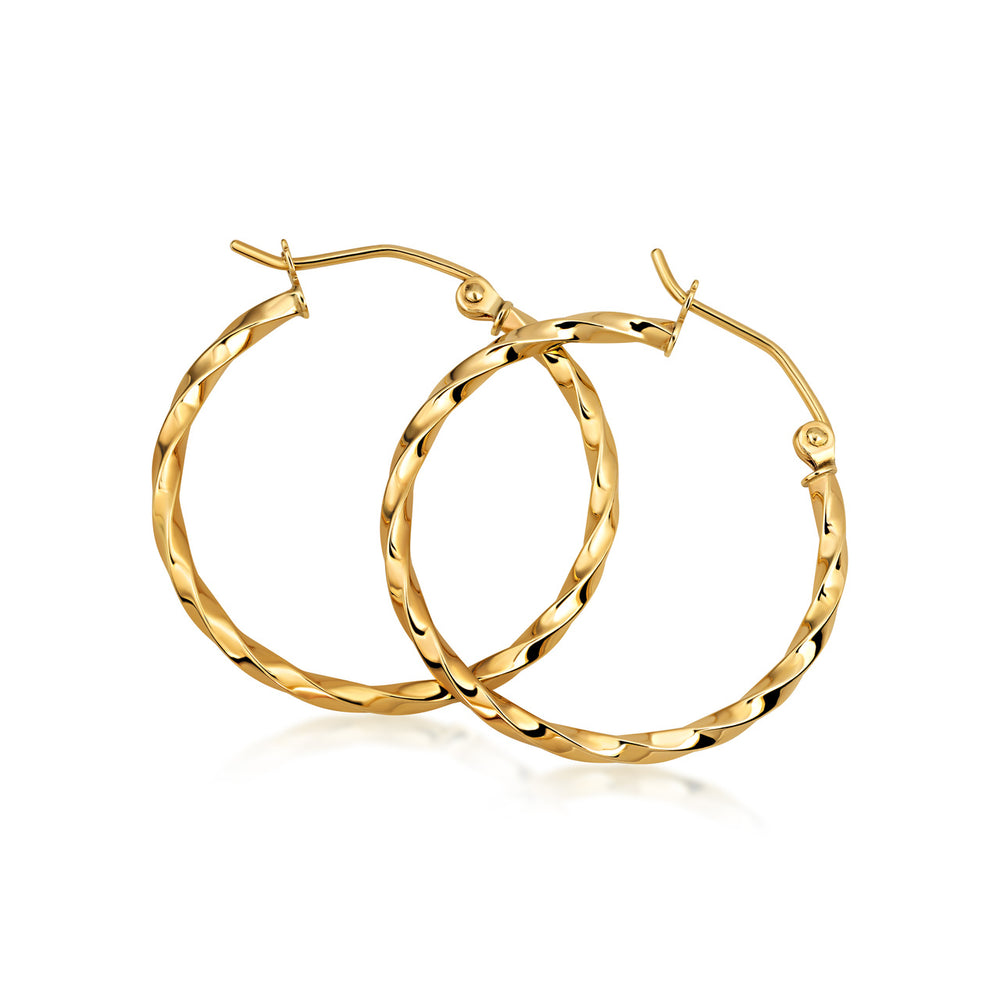 10K Yellow Gold Twisted Hoop Earrings