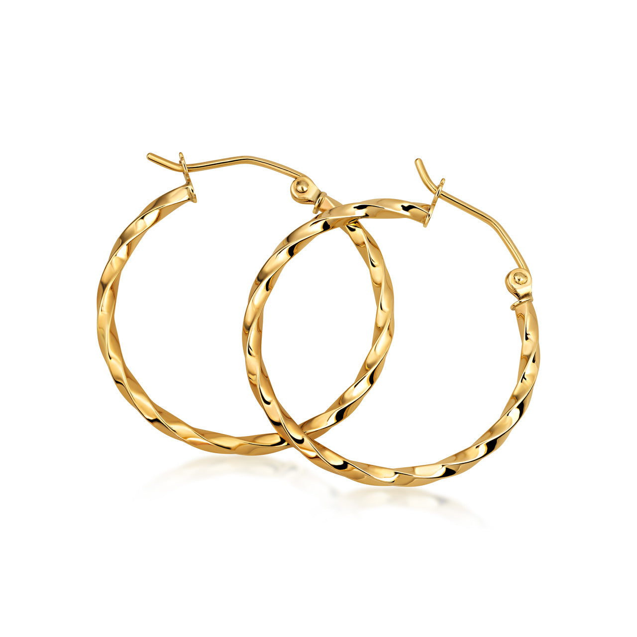 10K Yellow Gold Twisted Hoop Earrings