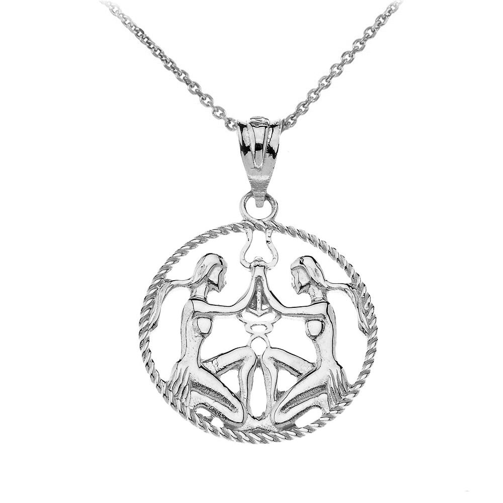 12 Astrological Zodiac Signs Rope Pendant Necklace in Sterling Silver, view 9