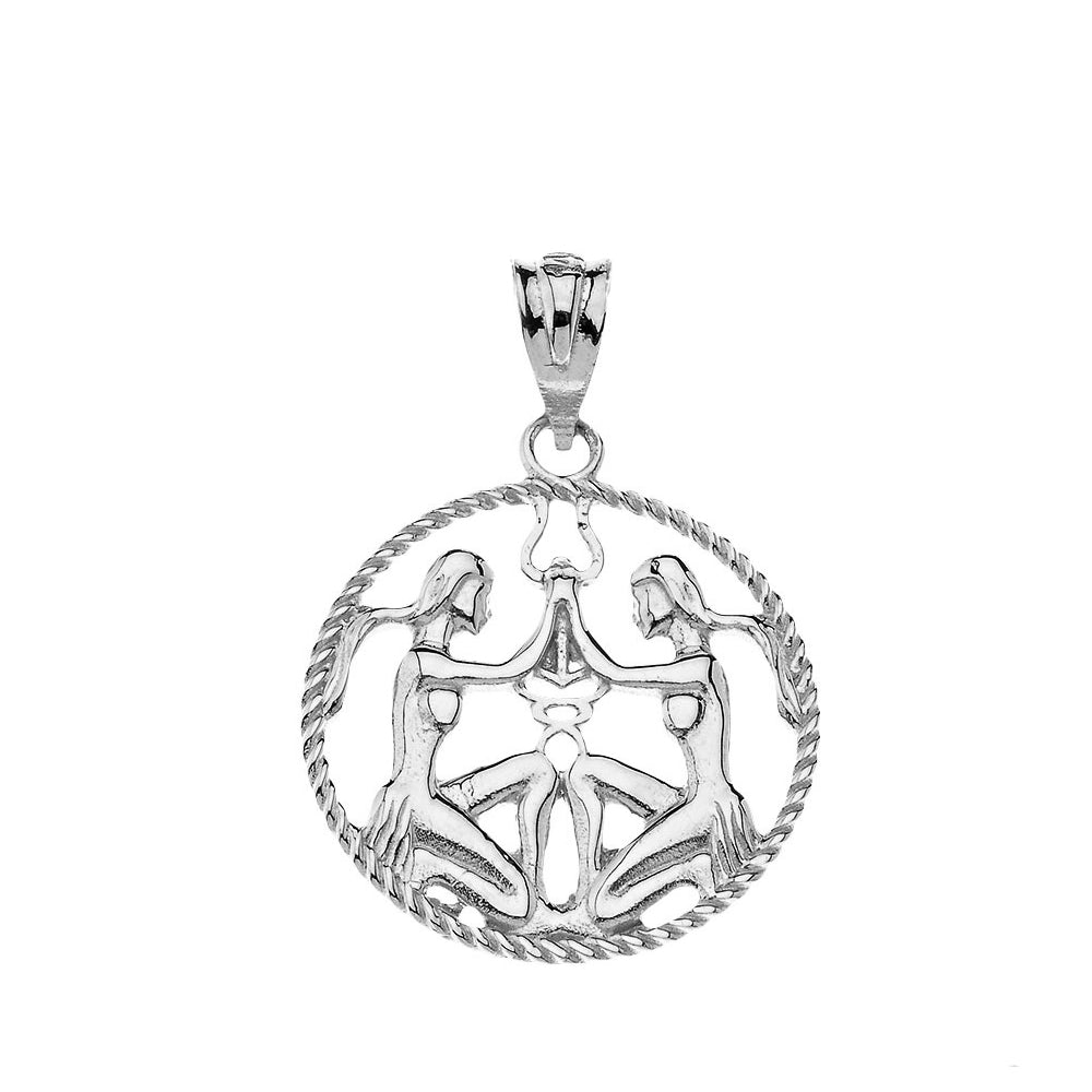 12 Astrological Zodiac Signs Rope Pendant Necklace in Sterling Silver, view 10