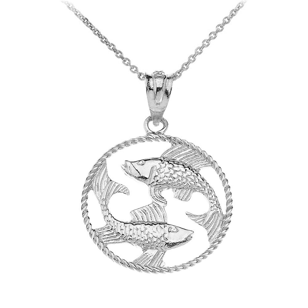 12 Astrological Zodiac Signs Rope Pendant Necklace in Sterling Silver, view 15
