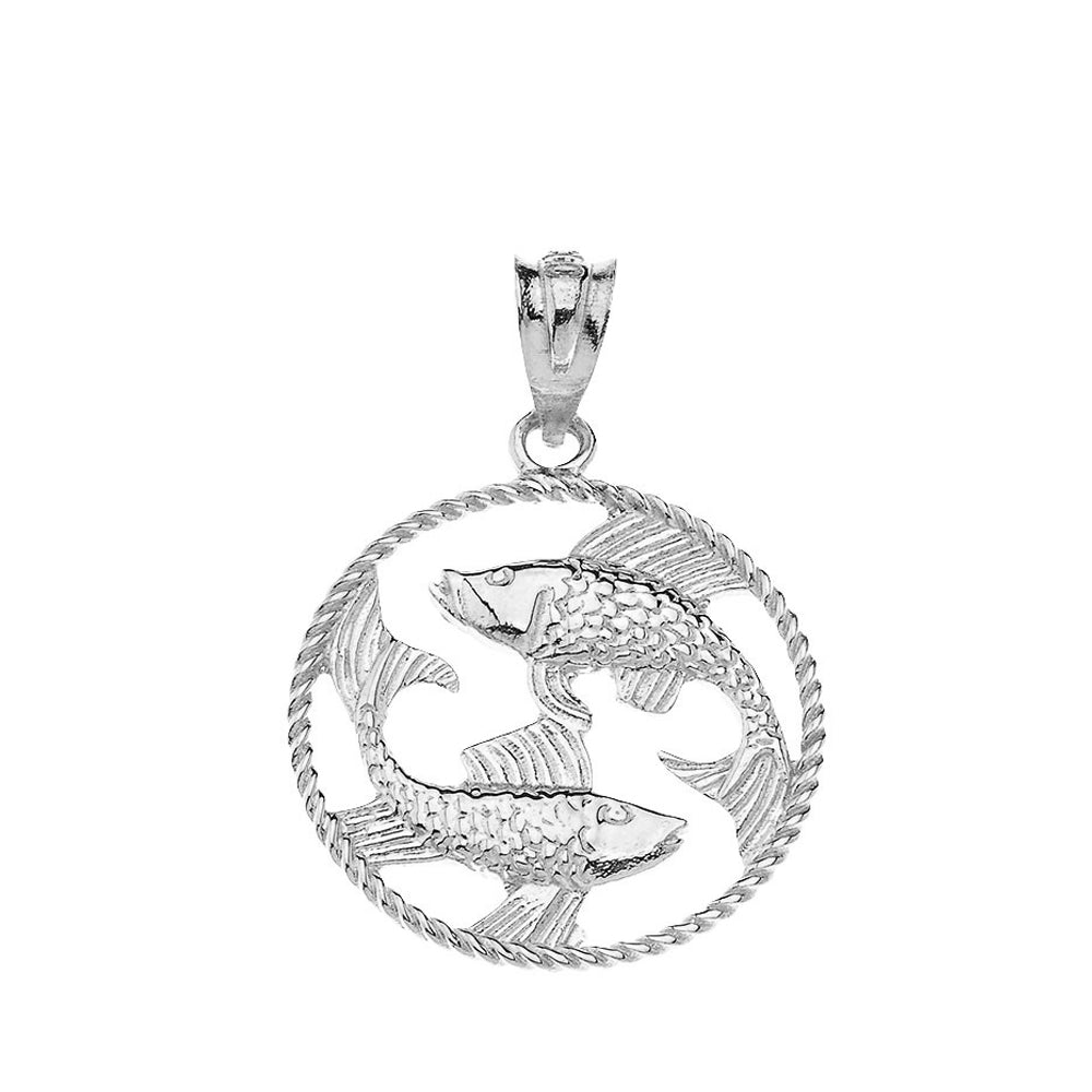 12 Astrological Zodiac Signs Rope Pendant Necklace in Sterling Silver, view 16