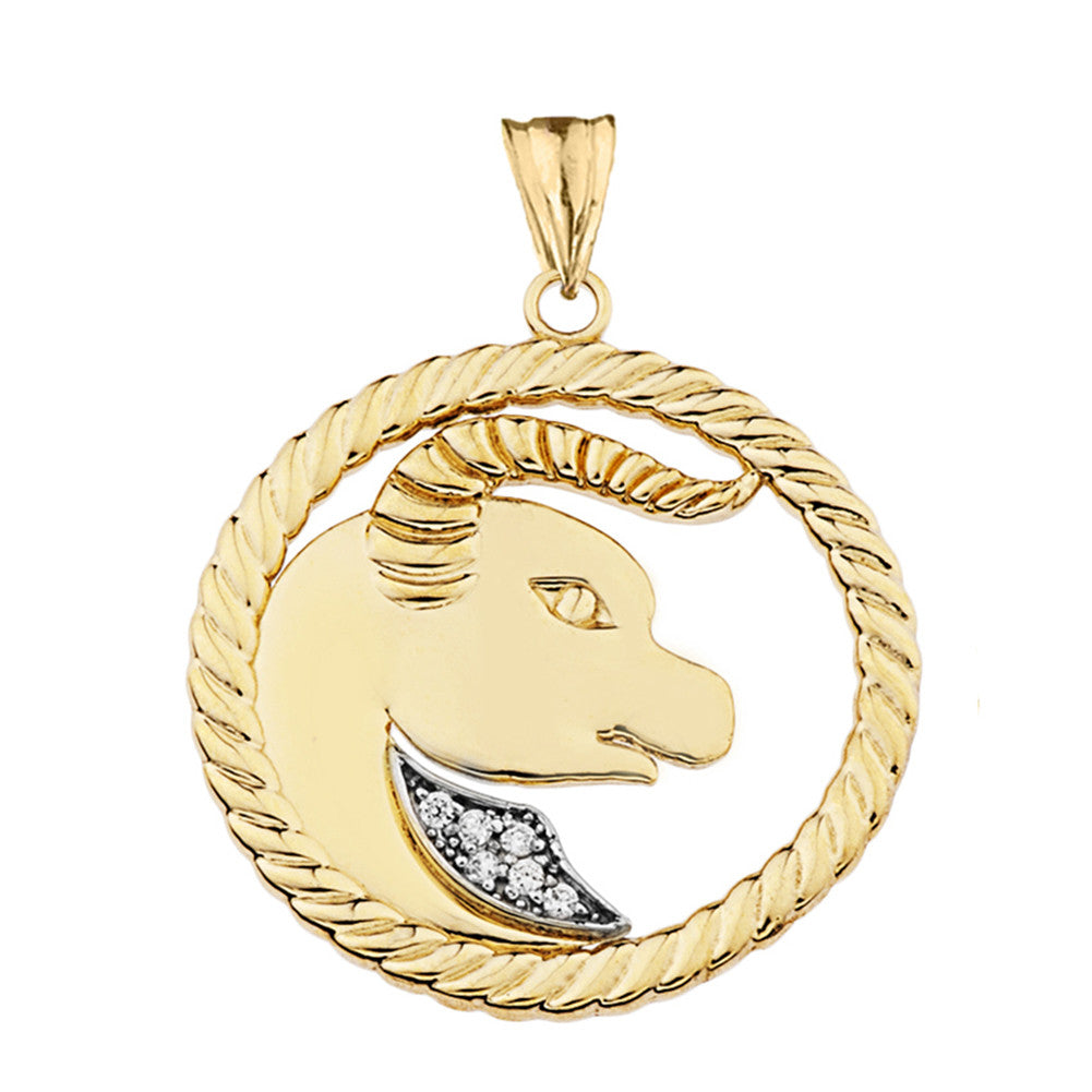 12 Gold Astrological Diamond Zodiac in Rope Pendant Necklace, view 6