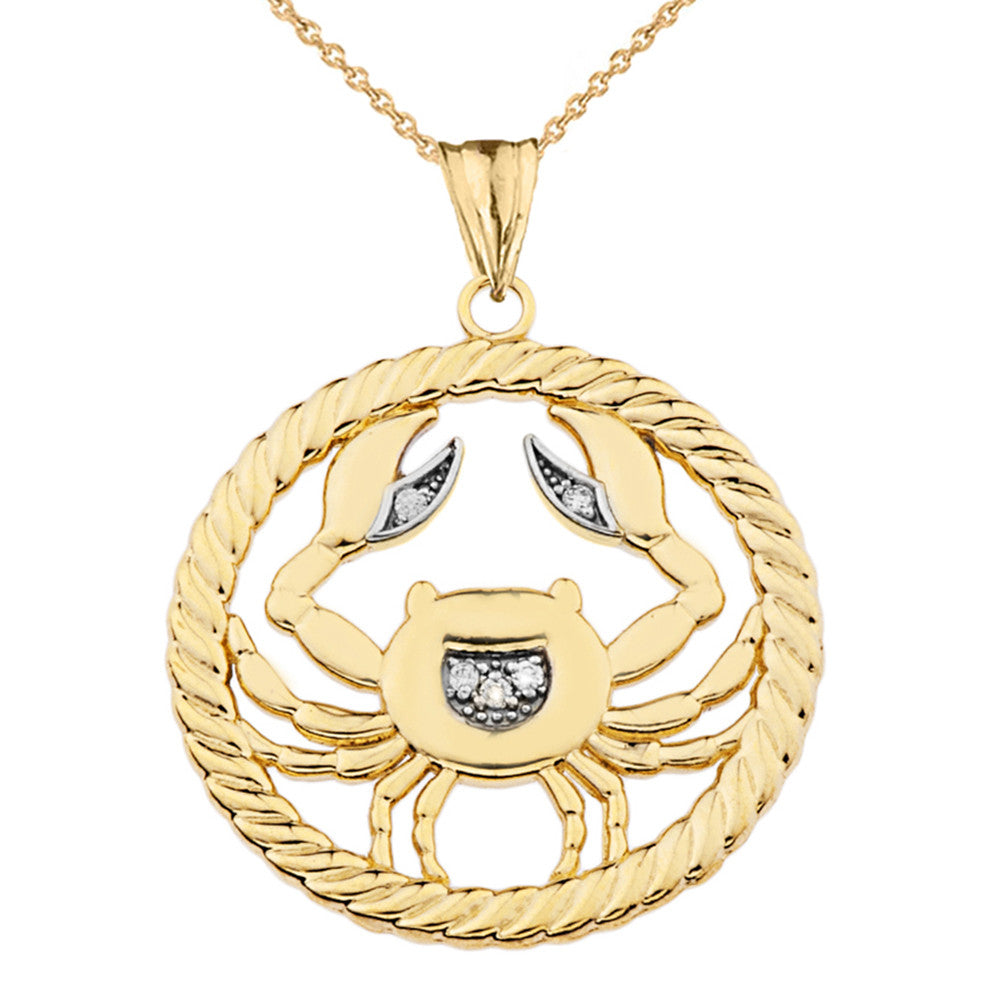 12 Gold Astrological Diamond Zodiac in Rope Pendant Necklace, view 11