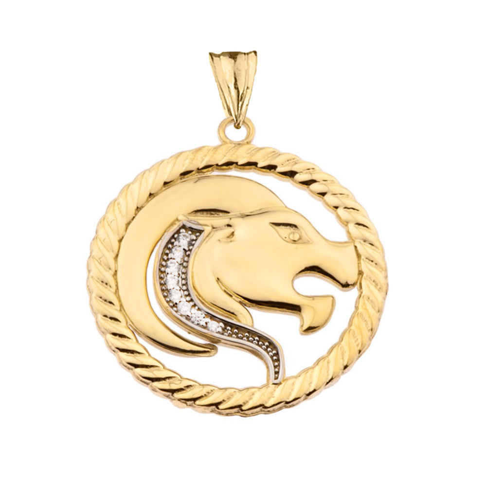 12 Gold Astrological Diamond Zodiac in Rope Pendant Necklace, view 12