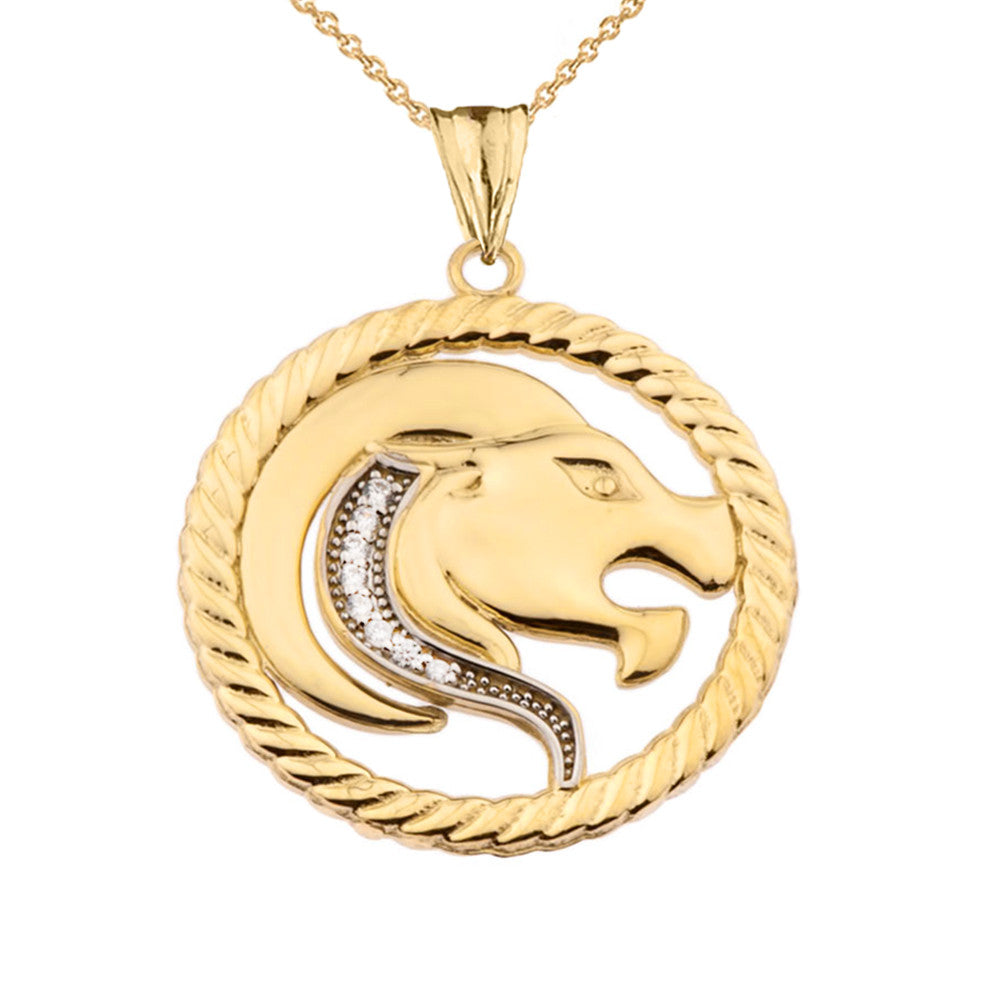 12 Gold Astrological Diamond Zodiac in Rope Pendant Necklace, view 13