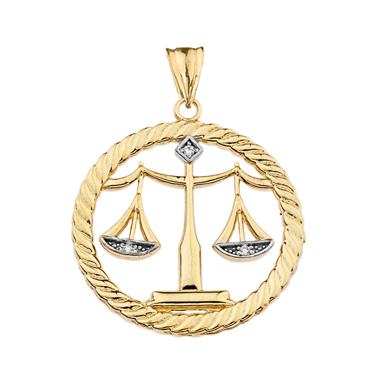 12 Gold Astrological Diamond Zodiac in Rope Pendant Necklace, view 16