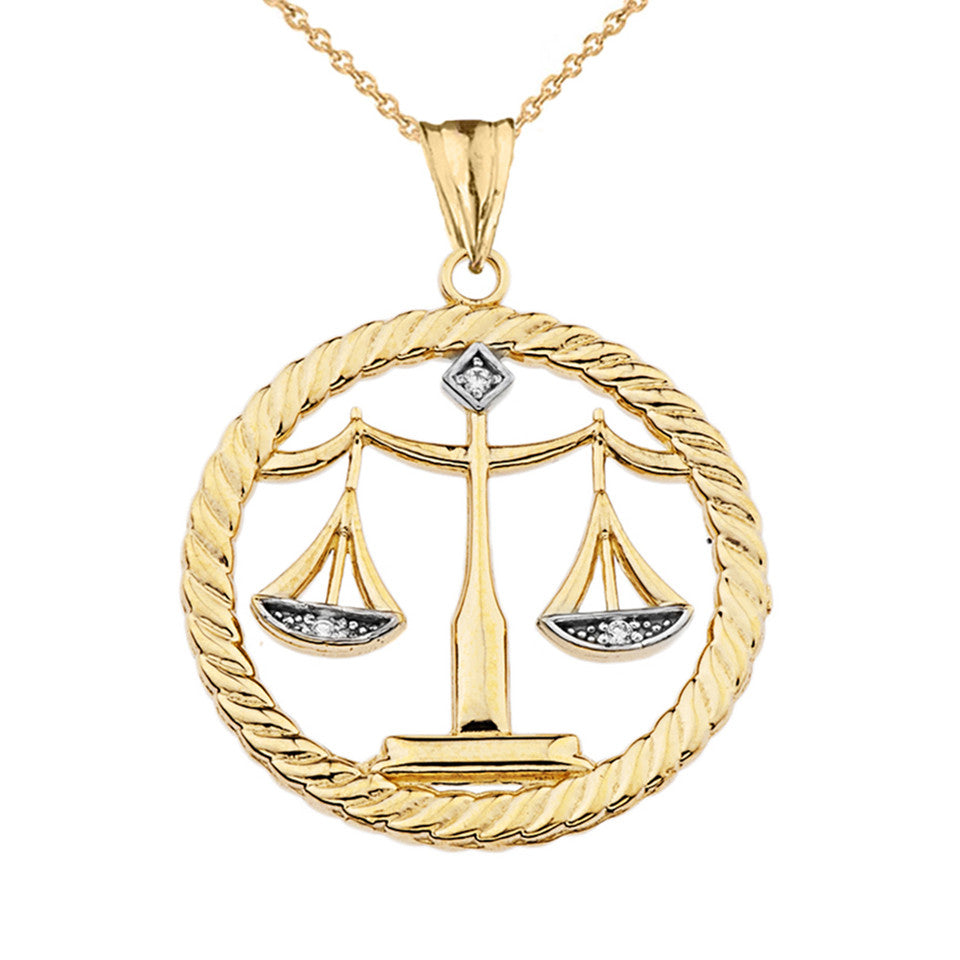 12 Gold Astrological Diamond Zodiac in Rope Pendant Necklace, view 17