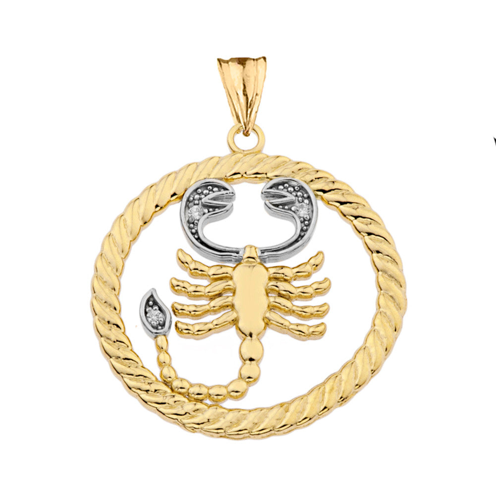 12 Gold Astrological Diamond Zodiac in Rope Pendant Necklace, view 18