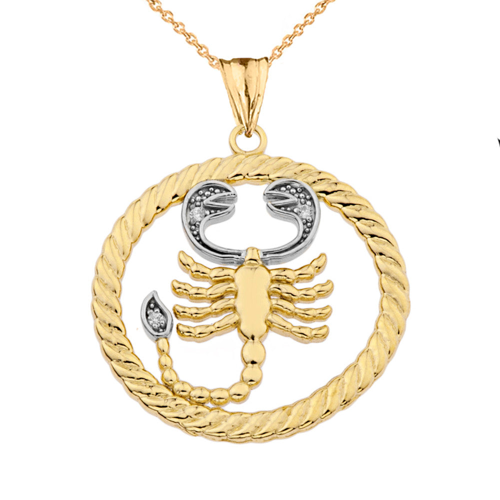 12 Gold Astrological Diamond Zodiac in Rope Pendant Necklace, view 19