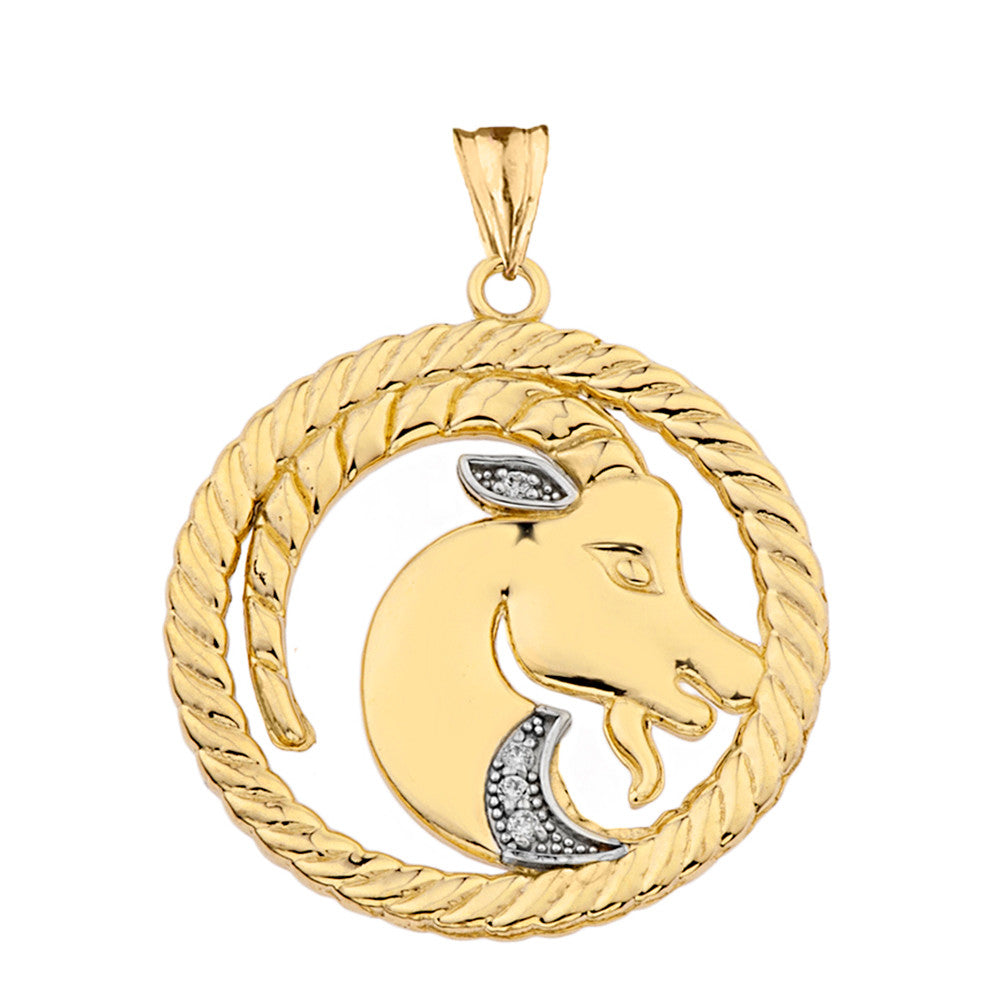 12 Gold Astrological Diamond Zodiac in Rope Pendant Necklace, view 22