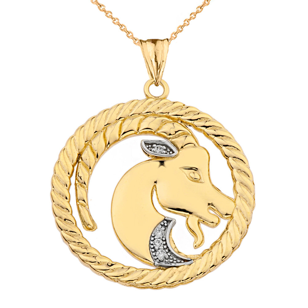 12 Gold Astrological Diamond Zodiac in Rope Pendant Necklace, view 23