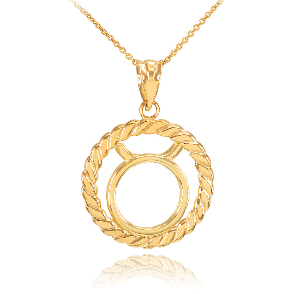 12 Gold Astrological Zodiac Sign in Circle Rope Pendant Necklace, view 6