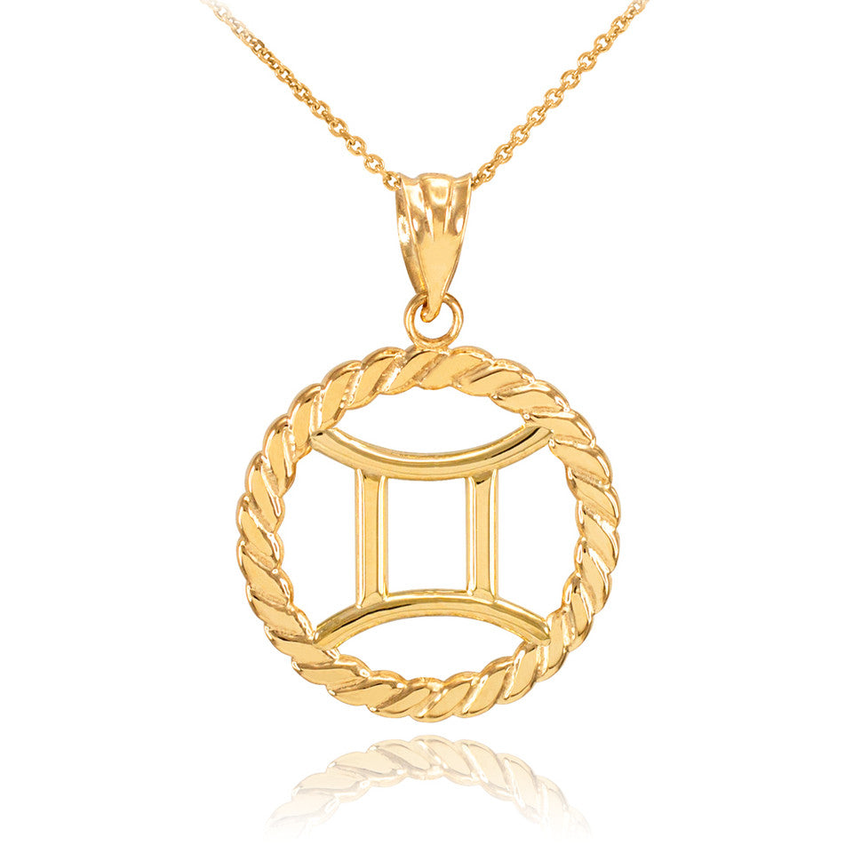 12 Gold Astrological Zodiac Sign in Circle Rope Pendant Necklace, view 7