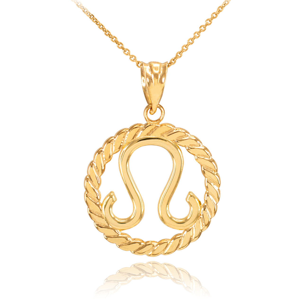 12 Gold Astrological Zodiac Sign in Circle Rope Pendant Necklace, view 9