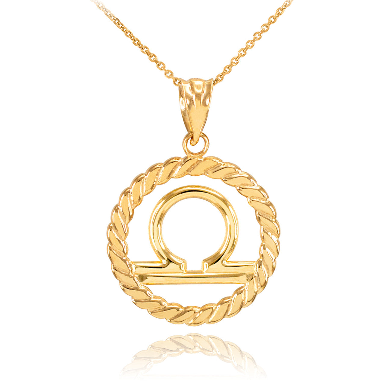 12 Gold Astrological Zodiac Sign in Circle Rope Pendant Necklace, view 11