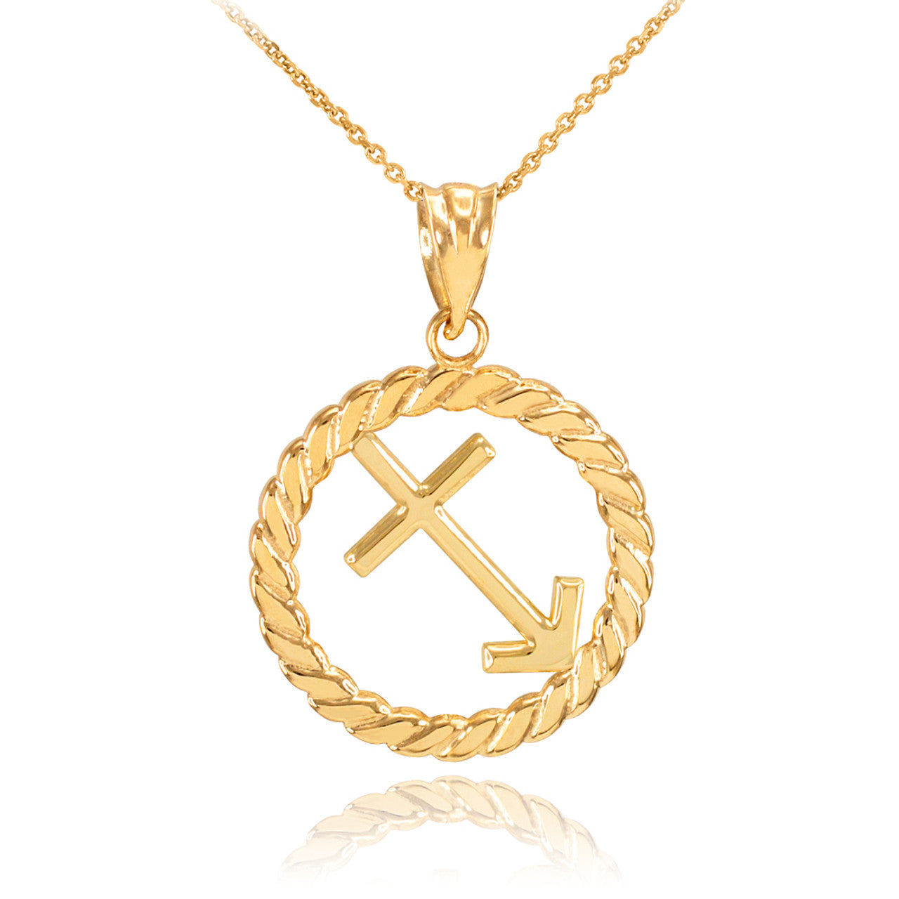 12 Gold Astrological Zodiac Sign in Circle Rope Pendant Necklace, view 13