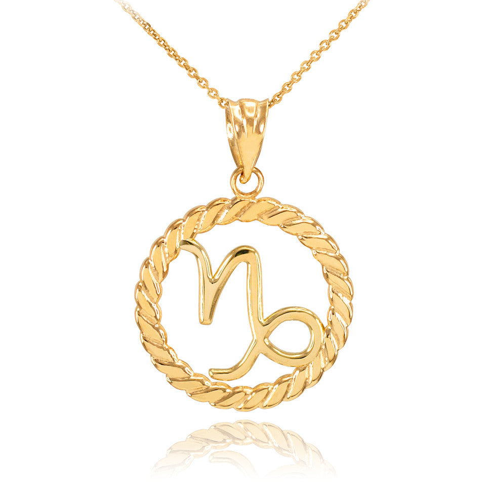 12 Gold Astrological Zodiac Sign in Circle Rope Pendant Necklace, view 14