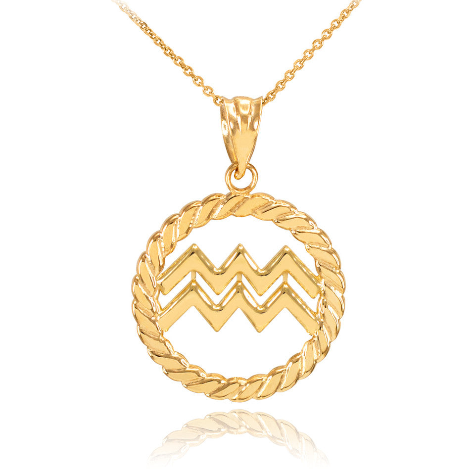 12 Gold Astrological Zodiac Sign in Circle Rope Pendant Necklace, view 15