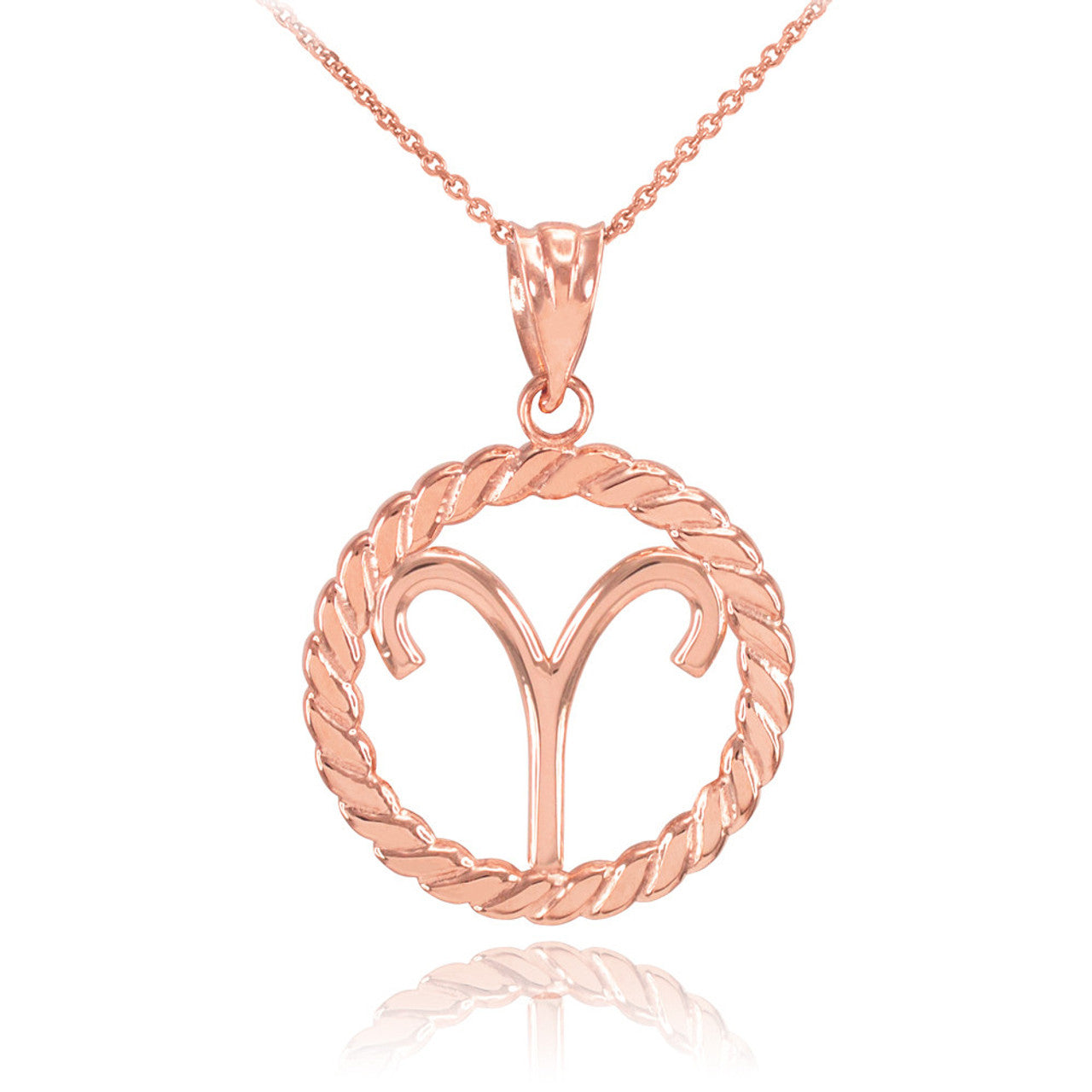 12 Gold Astrological Zodiac Sign in Circle Rope Pendant Necklace, view 17