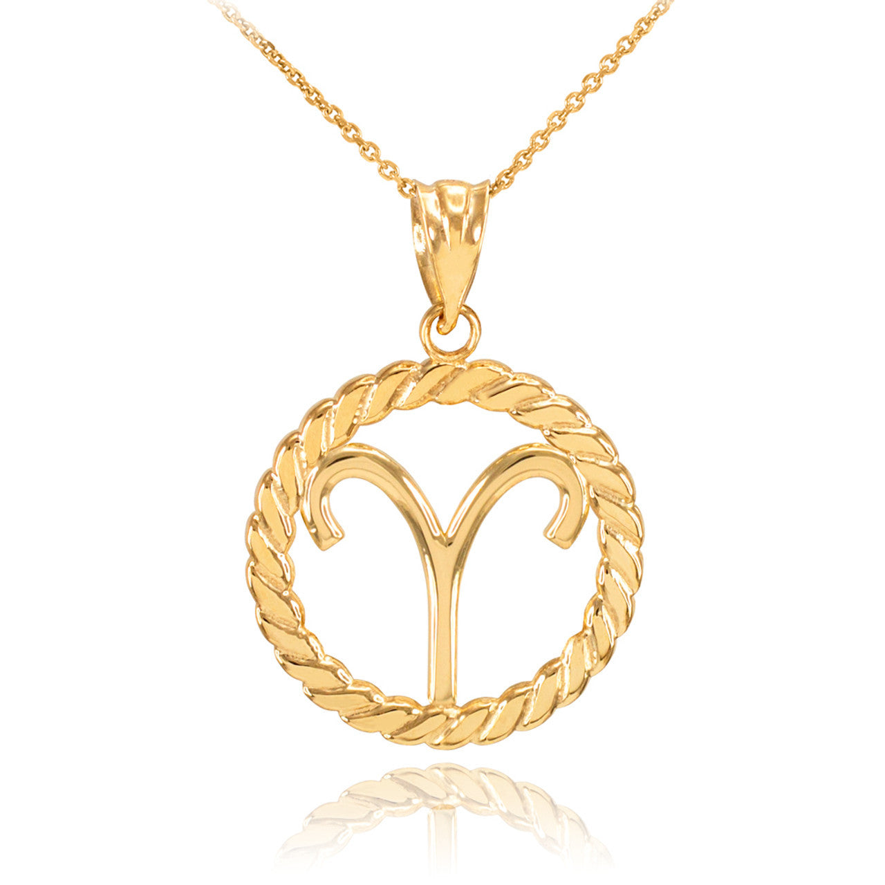 12 Gold Astrological Zodiac Sign in Circle Rope Pendant Necklace, view 19